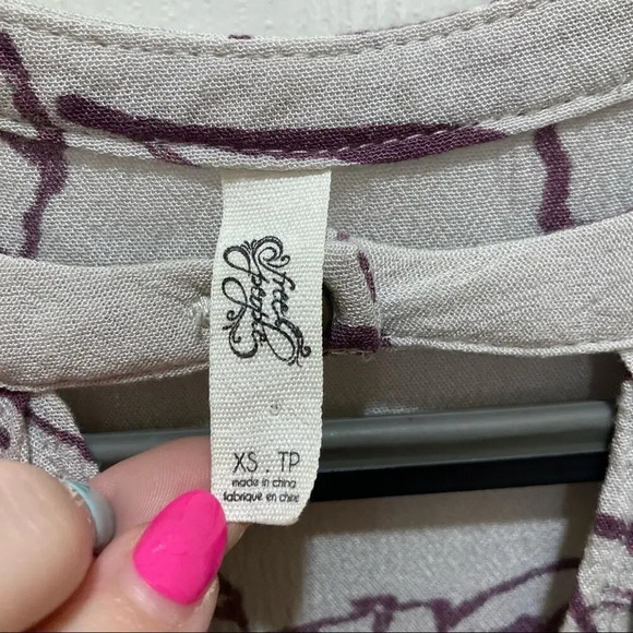 FREE PEOPLE Floral Foil Print Swing Tunic Floral Cloud Combo Extra Small XS - Picture 6 of 8